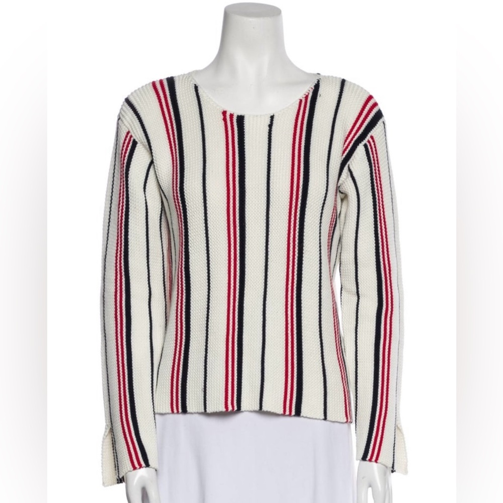 Frame striped scoop cotton sweater
